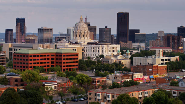 istock Drone Shot of St Paul at Sunset 1302708058