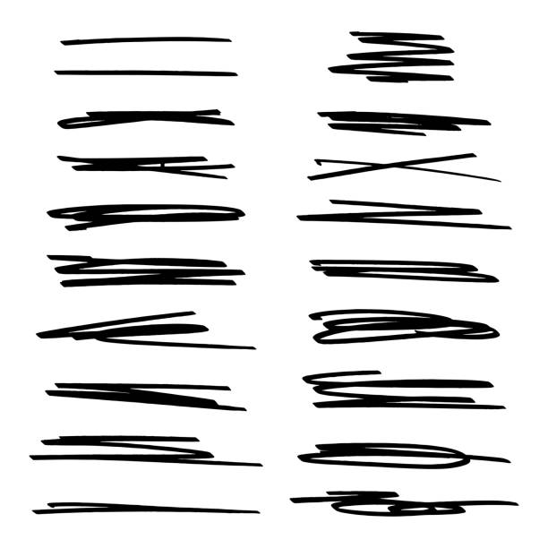 Vector set of highlight lines and underlines. Collection of hand drawn strikethrough graphic marker elements. Vector set of highlight lines and underlines. Collection of hand drawn strikethrough graphic marker elements. Stock illustration isolated on white background. underline stock illustrations