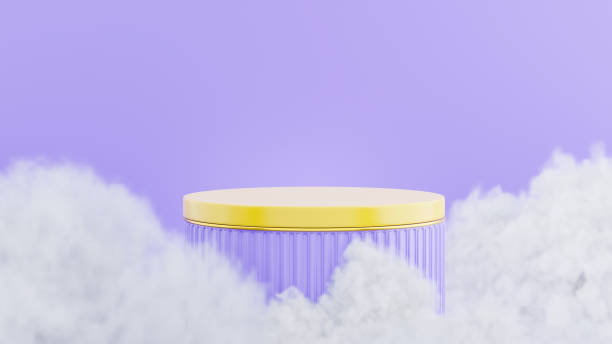 istock 3d render of purple podium with cloud for product display 1302708437