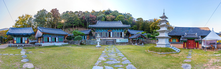 Gwangju, Korea, October 21, 2019: Wonhyosa temple at Mudeungsan national park in Republi of Korea