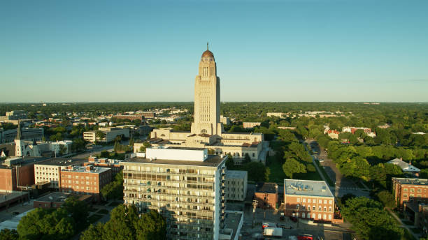 istock Evening Sunlight on Nebraska State Capitol - Aerial 1302719746