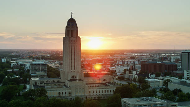 istock Nebraska State Capitol at Dusk - Aerial 1302719753