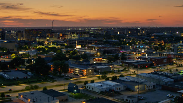 istock Downtown Lincoln, Nebraska at Dusk - Aerial 1302719757
