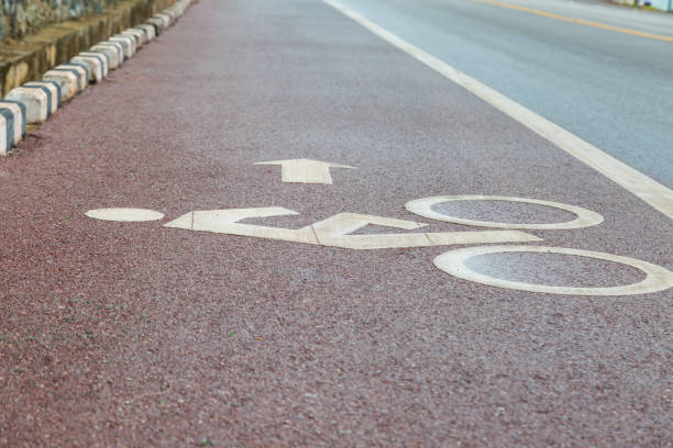 istock Bicycle lane bicycle path and coastal road 1302721642