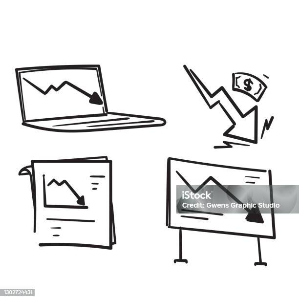 doodle graph declining chart hand drawn with black... Hand Drawn Doodle Falling Down Graph Chart Illustration Vector Isolated ...