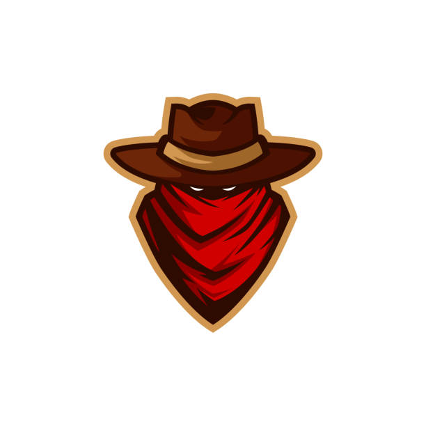 Cowboy Head with Hat and Scarf Vector Mascot Cowboy Head with Hat and Scarf Vector Mascot head and shoulders logo stock illustrations