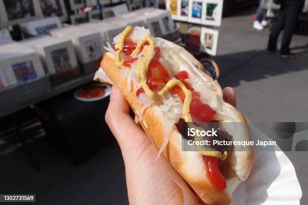 Closeup Shot Of A Hotdog Stock Photo - Download Image Now - Hot Dog, New York City, Food