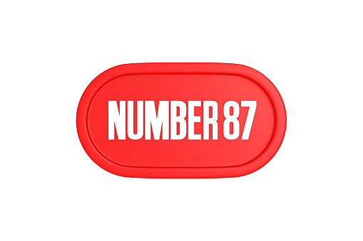87 86 Number sign in red color isolated on white background, 3d render.