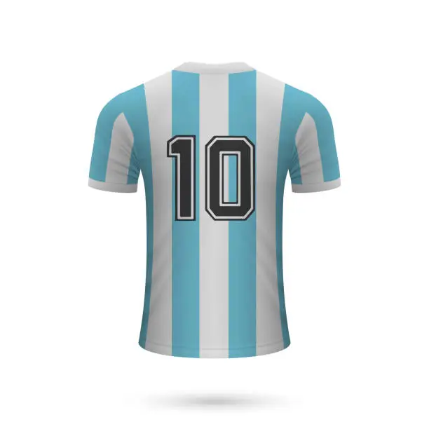 Vector illustration of Realistic soccer shirt Argentina with number 10,