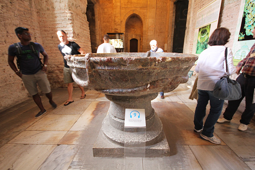Istanbul, Turkey-June 9, 2013: Byzantine baptism pool at Hagia Sophia Mosque.