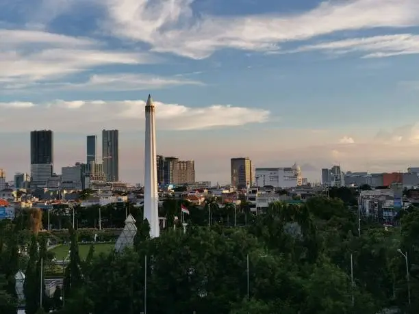 view of Surabaya city from the top of the building in the morning