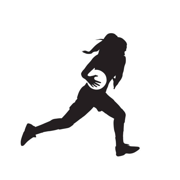 koszykówka kobiet, dziewczyna biegająca z piłką, odizolowana sylwetka wektora - child basketball uniform sports uniform stock illustrations