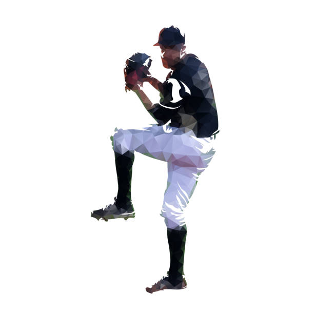 野球選手、投げた。抽象的な幾何学的ベクトルのイラスト - baseballs baseball silhouette baseball player点のイラスト素材／クリップアート素材／マンガ素材／アイコン素材