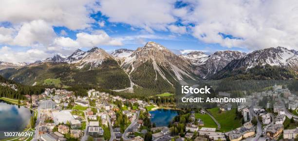 Aerial View Of The Arosa Mountain Resort In The Alps In Canton Graubünden In Switzerland Stock Photo - Download Image Now