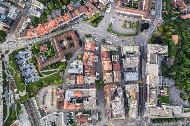 istock Fribourg top down view in Switzerland 1302760500