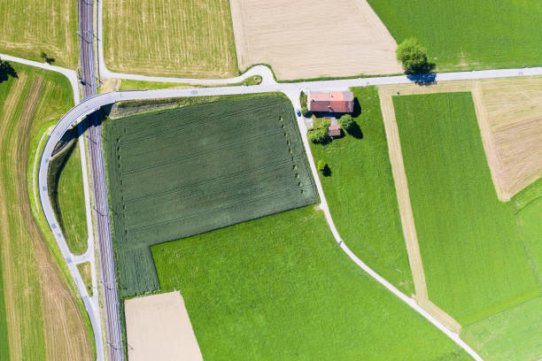istock Top down view of Swiss countryside 1302761605