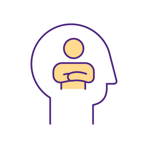 Self-sabotaging thoughts RGB color icon Self-sabotaging thoughts RGB color icon. Prevention from reaching own goals. Self-esteem lacking. Destructive behavior. Worthlessness, self-hatred feelings. Isolated vector illustration sabotage icon stock illustrations