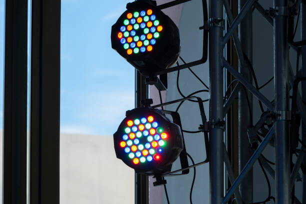 istock LED PAR lights hanging on a truss at event professional lighting device colored equipment 1302765198