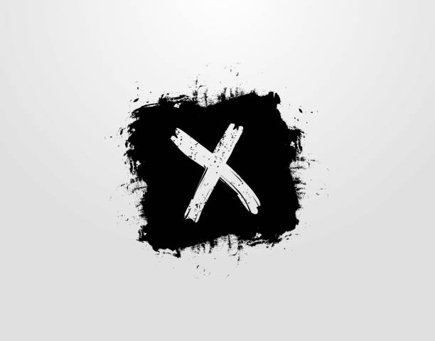 X Letter Design With Black Square Splatter X Letter With Black Square Splatter Element. Grunge Retro design template. celtic letter x stock illustrations