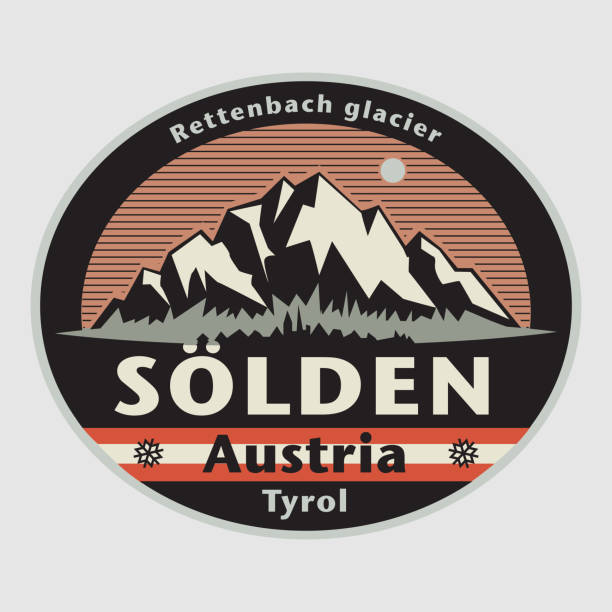 오스트리아 솔덴 마을의 이름이 새겨진 추상적인 스탬프 또는 엠블럼 - soelden stock illustrations