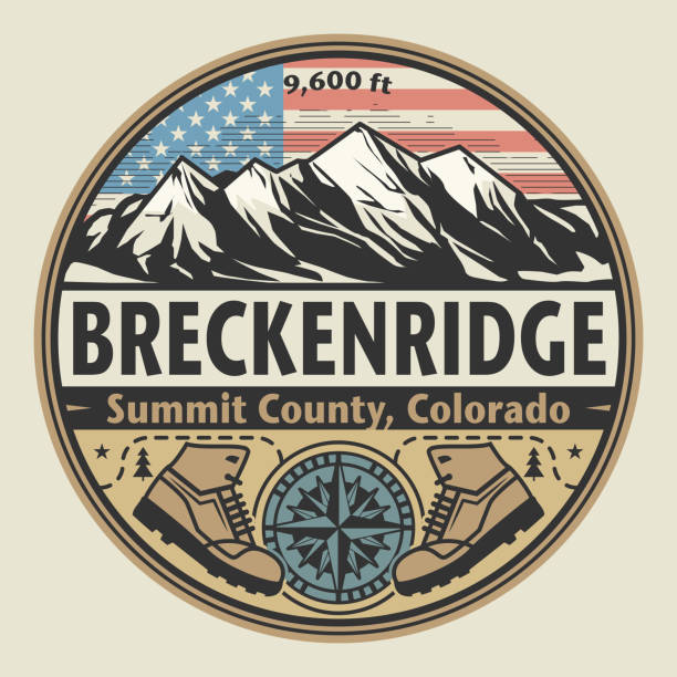 Abstract stamp or emblem with the name of town Breckenridge, Colorado Abstract stamp or emblem with the name of town Breckenridge, Colorado, vector illustration tenmile range stock illustrations