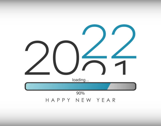 istock 2022 New Year illustration with loading bar and percent load. Waiting for loading of New Year and Merry Christmas. 1302771152
