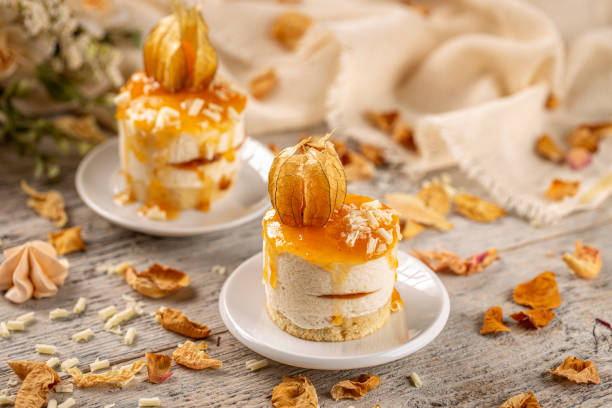 Cheesecake with salty caramel stock photo