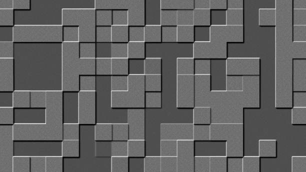 istock Relief structure of square elements - abstract graphic background in dark gray 1302776299
