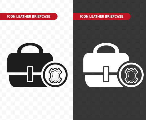 ilustraciones, imágenes clip art, dibujos animados e iconos de stock de icono de un maletín de cuero. - briefcase luggage brown black