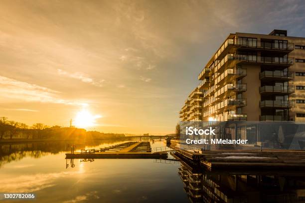 Sunrise In Drammen Stock Photo - Download Image Now - Drammen, House, Apartment