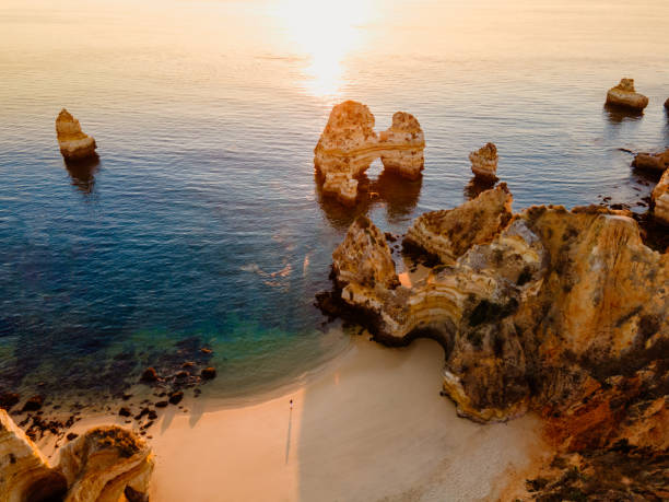 istock Rock formations at Camilo beach, Algarve, Portugal 1302782811