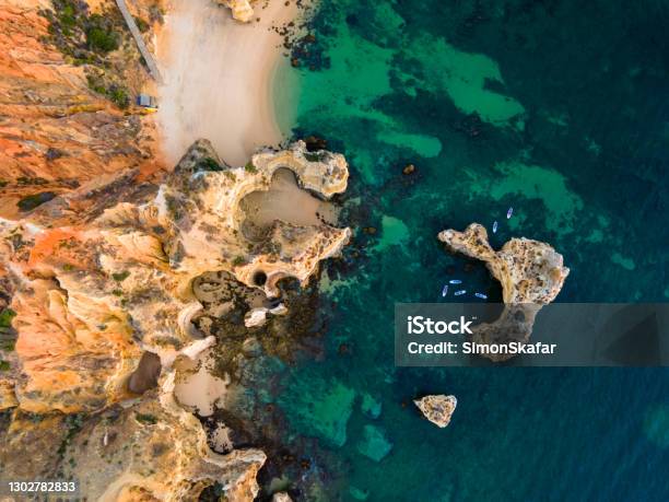 Cliffs With Rock Formations At Ponta Da Piedade Stock Photo - Download Image Now - Algarve, Beach, Portugal