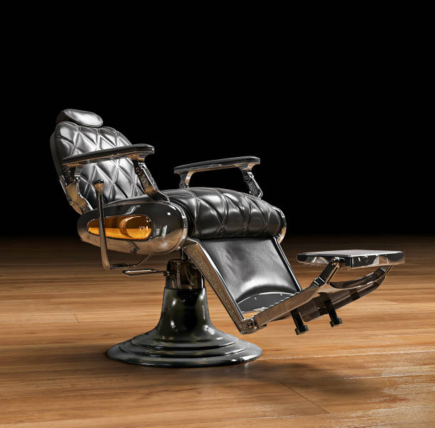 istock Barbershop tools on a dark background. 3d illustration 1302784382