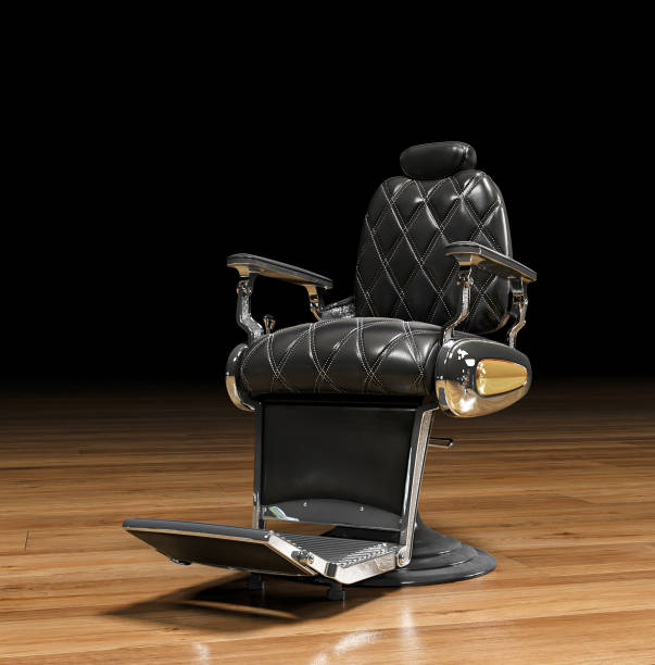 istock Barbershop tools on a dark background. 3d illustration 1302785064