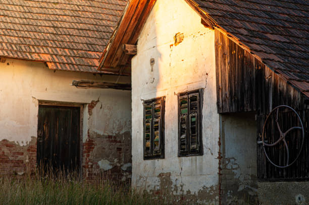 View of sunlight on abandoned house