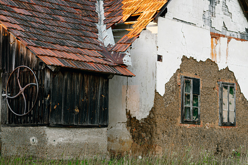 View of abandoned house with windows