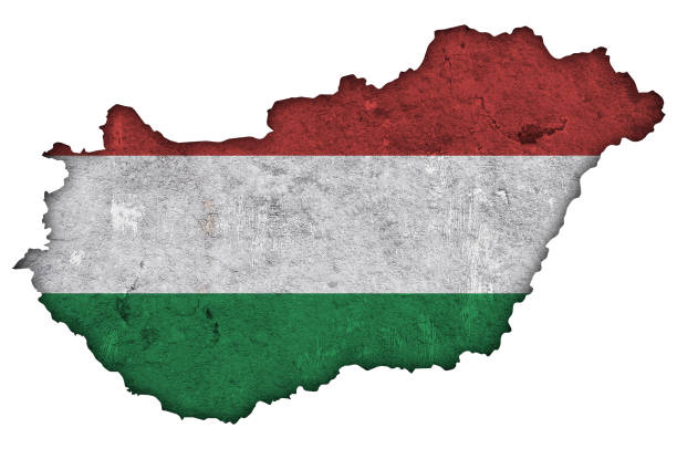 istock Map and flag of Hungary on weathered concrete, 1302785844