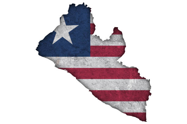 istock Map and flag of Liberia on weathered concrete, 1302785887