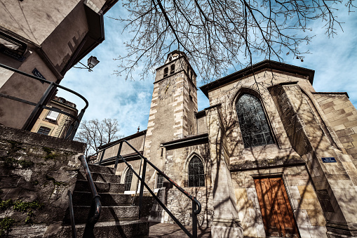 St. Pierre Church Clocktower In Geneva, Switzerland