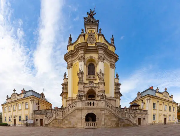 Panorama of the Cathedral of St. George on a sunny day. Lviv. Ukraine.