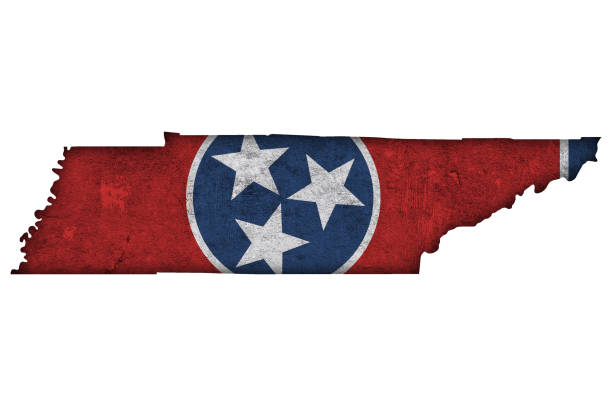 istock Map and flag of Tennessee on weathered concrete, 1302787331
