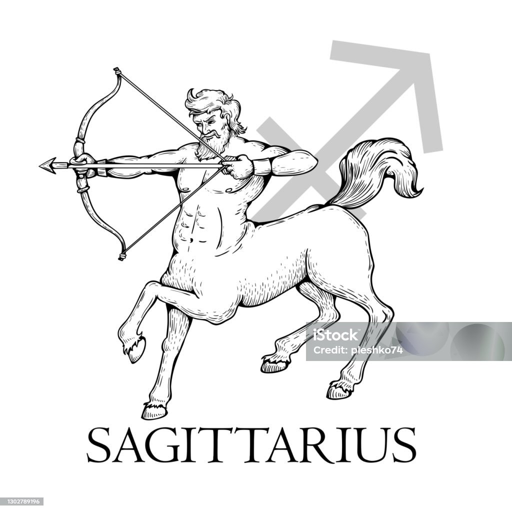 Vẽ Tay Nhân Mã Biểu Tượng Zodiac Theo Phong Cách Gravure Hoặc Phác ...