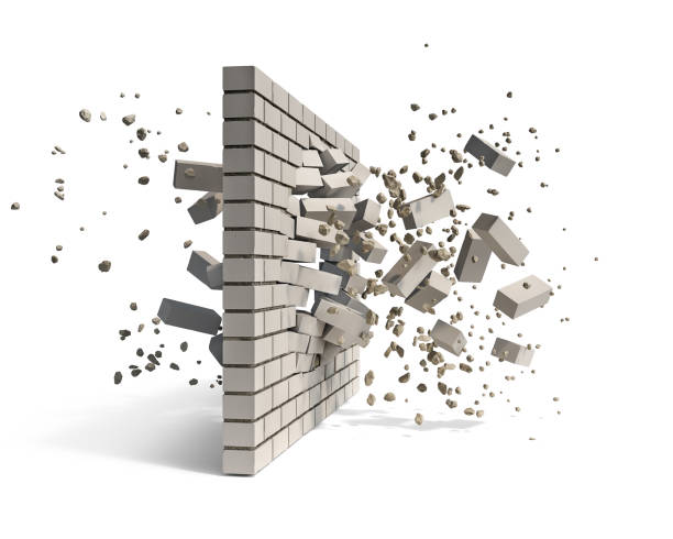 istock A fist smashes through the white silicate brickwall, 3d illustration 1302790949