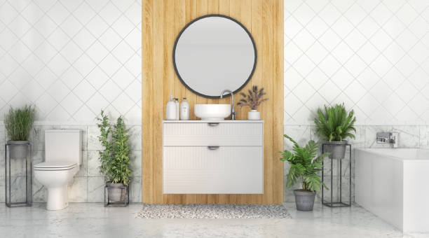 istock 3d render of bathroom in ecostyle 3d illustration 1302791026
