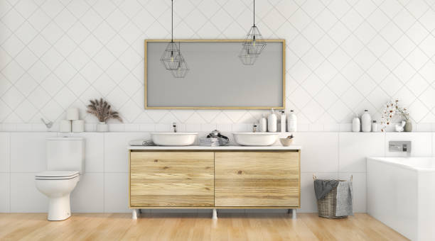 istock 3d render of bathroom in modern style 3d illustration 1302791106