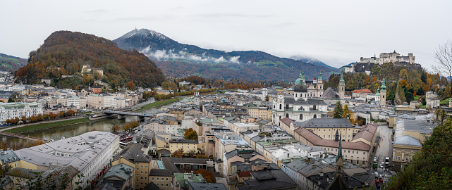 Panoramic Aerial view of Salzburg city - Salzburg, Austria