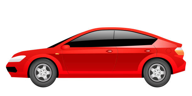 istock Red sedan cartoon vector illustration. Generic electric car, contemporary vehicle flat color object. Eco friendly transportation. Environmentally safe hybrid automobile isolated on white background 1302799984