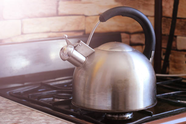 istock Tea kettle on gas stove. So close. 1302801729