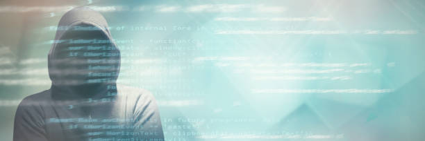 istock Composite image of hacker standing with arms crossed 1302802015