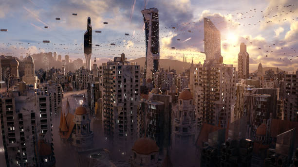 istock Sci-Fi Capital City - Residential Area 1302803109